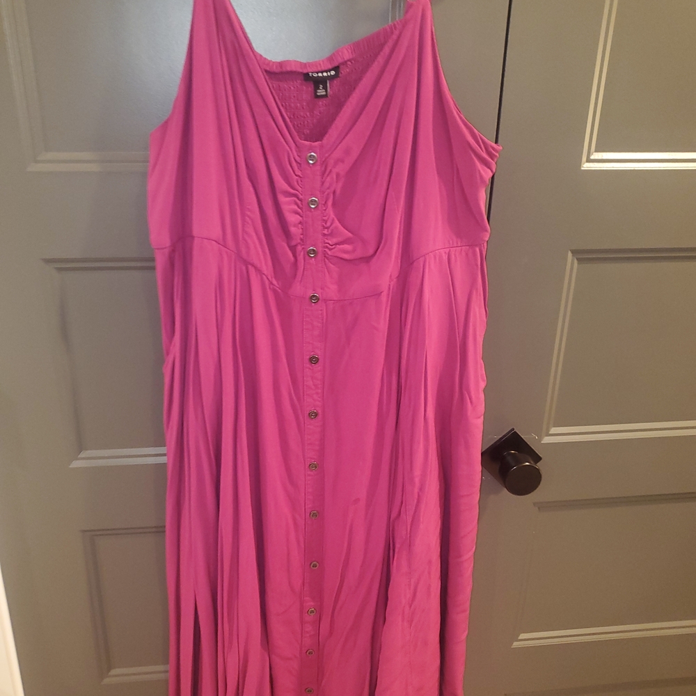 Torrid Pink Button-Front Dress
